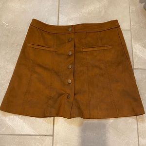 Suede button down skirt